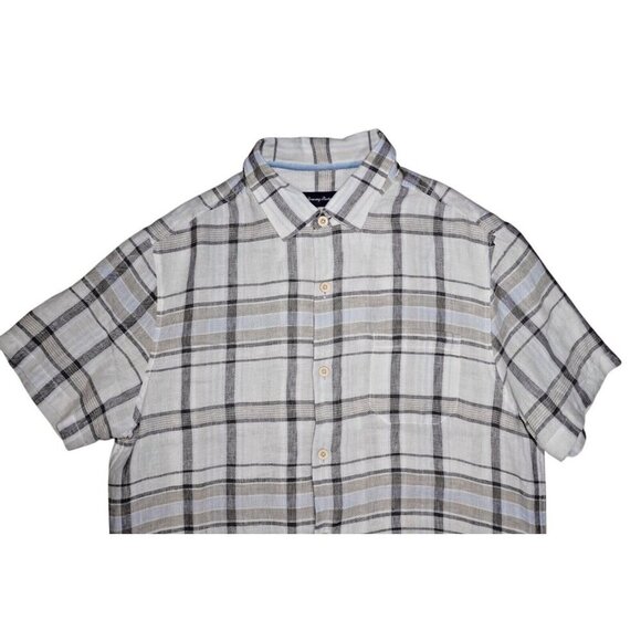 Tommy Bahama 100% Linen Plaid Button Down Shirt Size Large - Picture 2 of 16